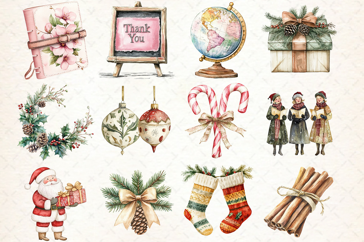 Watercolor Christmas Cozy Clipart, an Illustration by Libby Wishes (Photo 6 of 7)