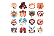 Funny dog avatars set + backgrounds, an Animal Illustration by PaperTrident (Thumbnail 1 of 13)