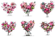Whimsical Floral Hearts Clipart, an Illustration by CraftArtStudio (Thumbnail 4 of 6)