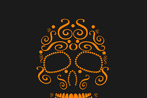 Skull Ornament Neon Orange Color