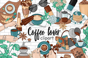 Coffee Lover Clipart, an Illustration by GlamArtZhanna