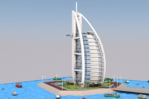 Low Poly Burj Al Arab Hotel Tower