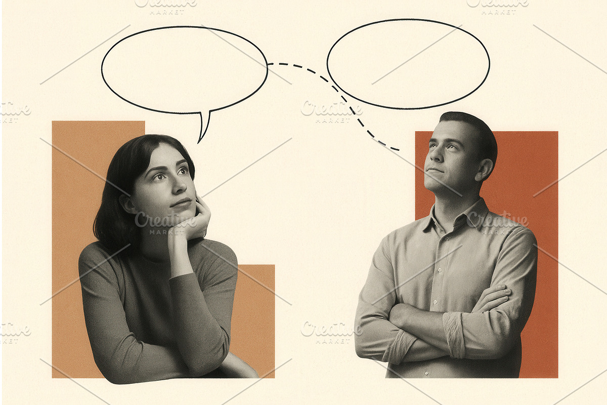 A collaged image of a thoughtful, a Person Illustration by Sergey Kotenev