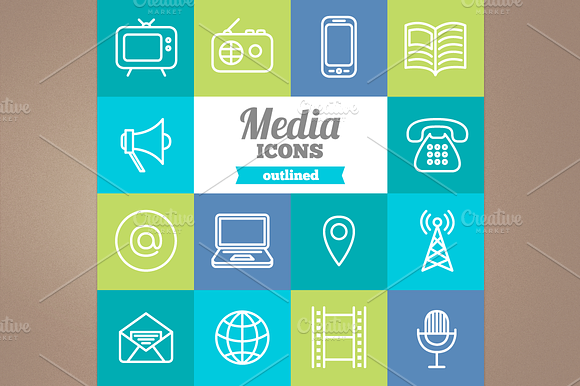 Outlined Media Icons