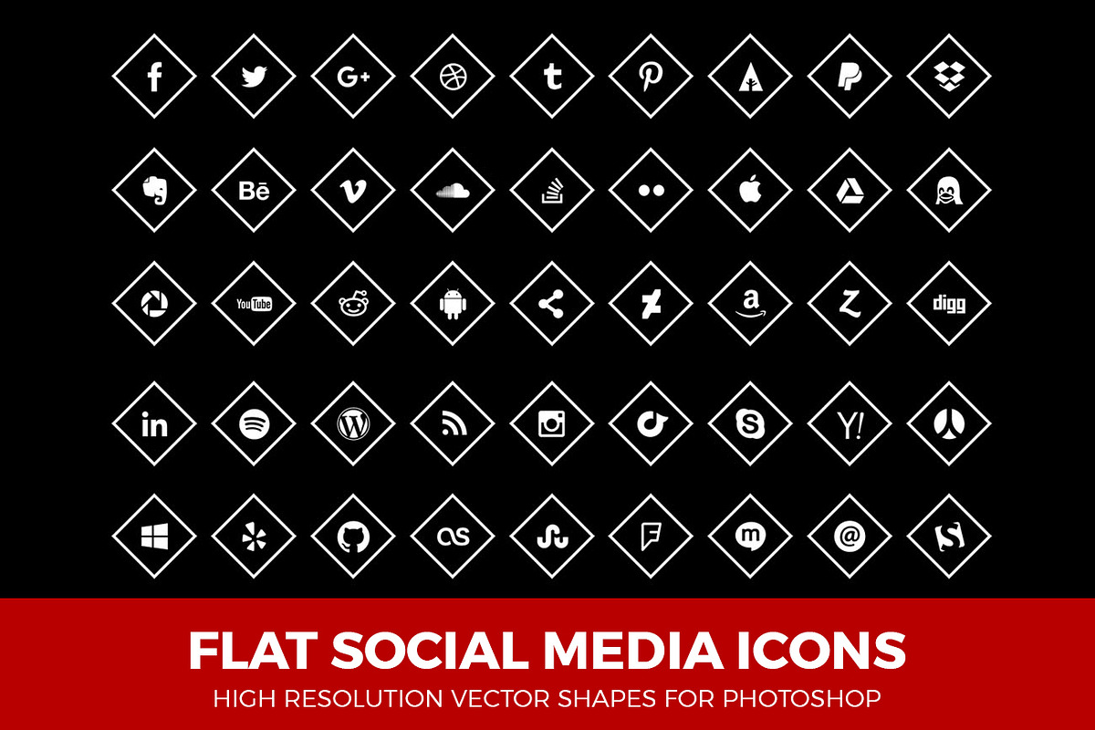 Social Media Icons Diamond White, an Icon by Design Bits