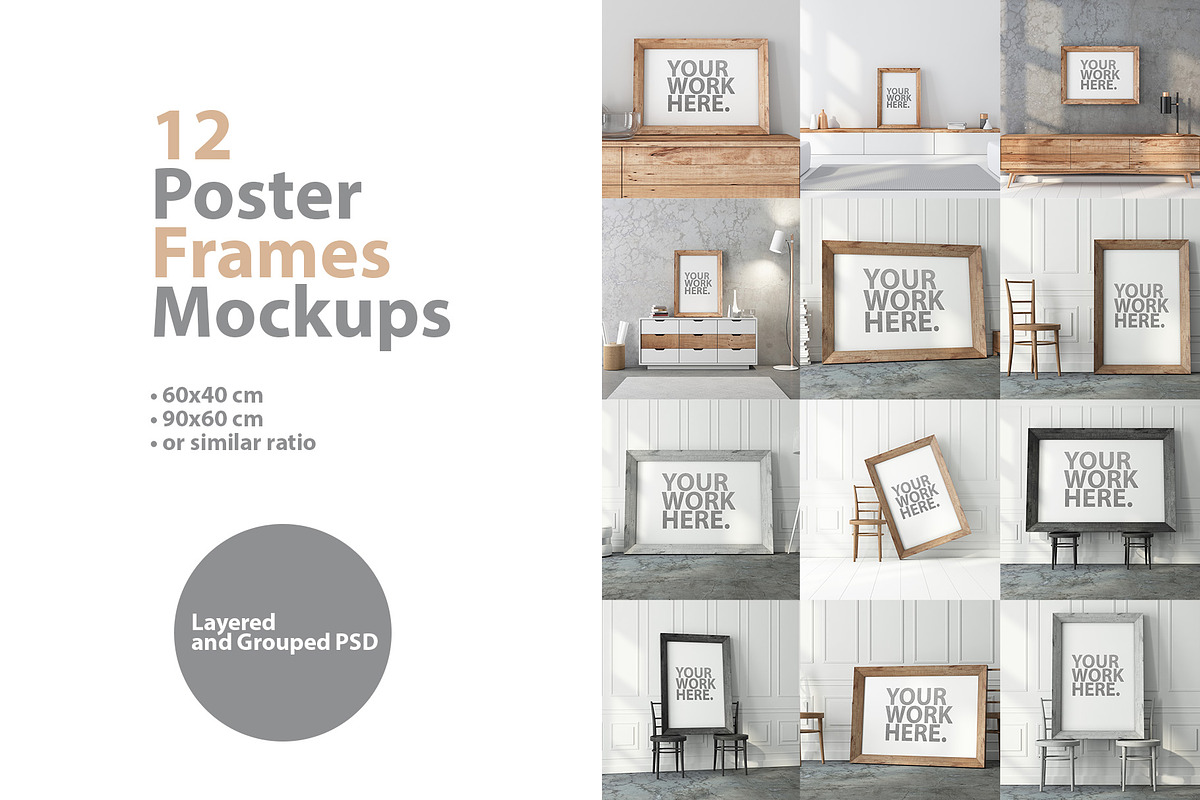 Poster Frame PSD Mockup bundle, a Household Mockup by GreatFruit (Photo 1 of 7)