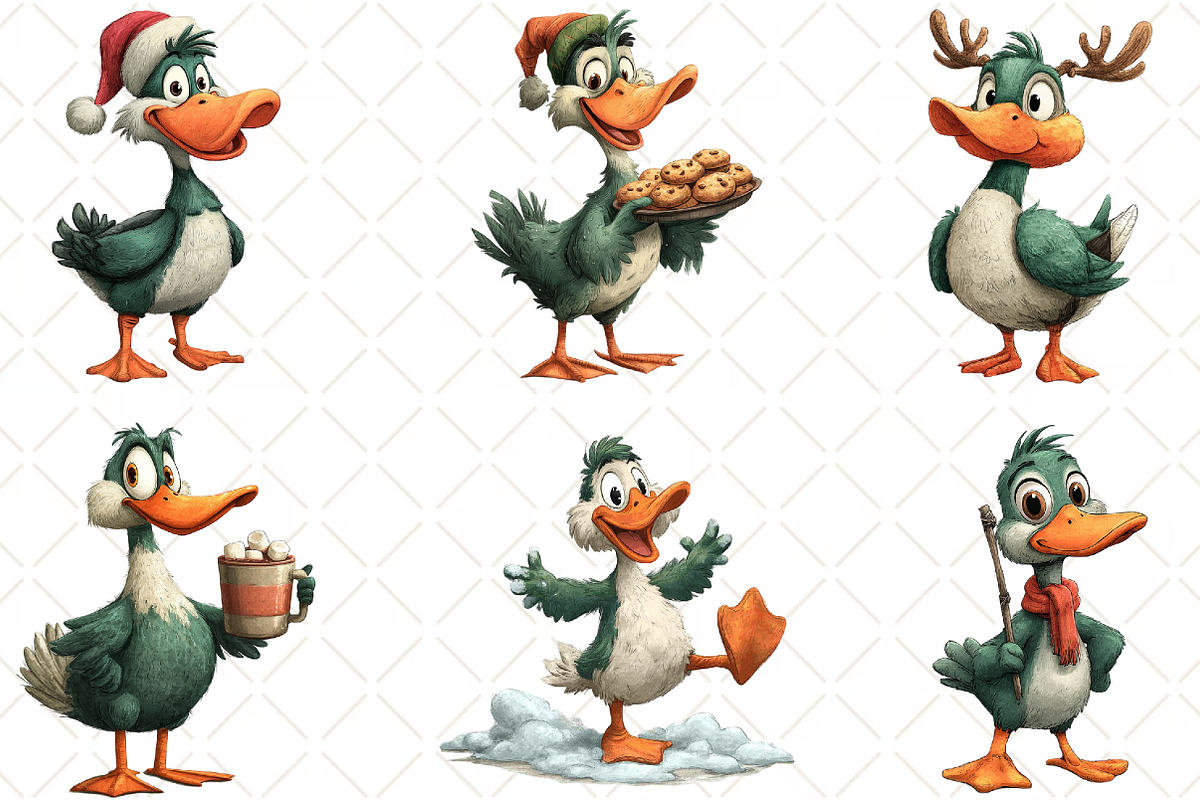 Quirky Christmas Duck Clipart PNG, an Illustration by Black Bird Studio (Photo 6 of 6)