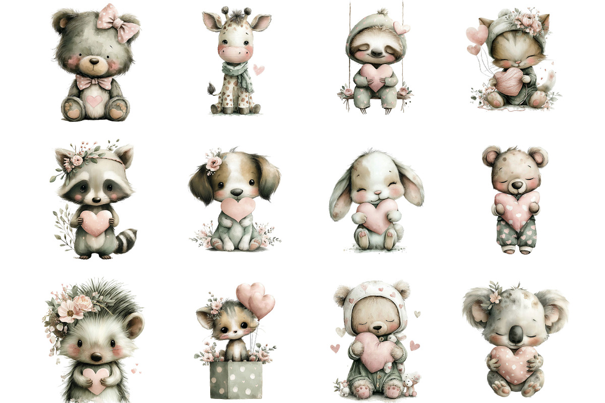 Valentine and Nursery Animals Set, an Illustration by Designking (Photo 2 of 5)