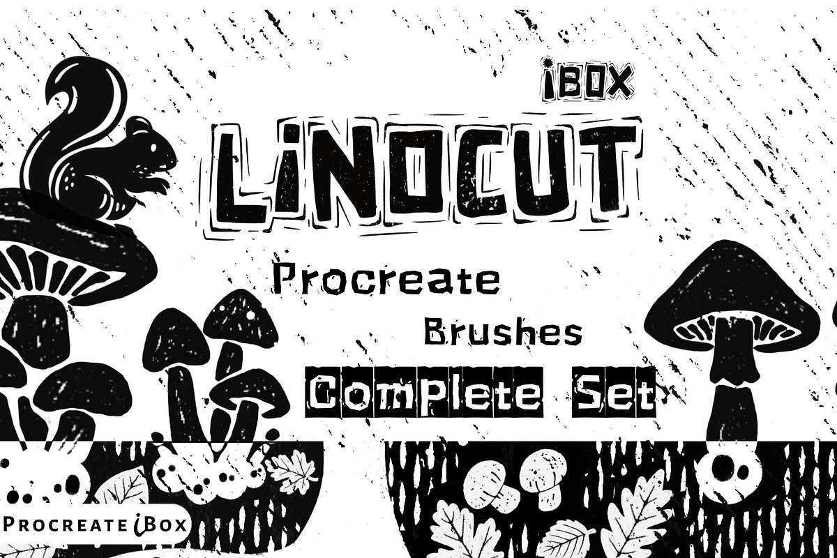 Procreate linocut brushes, a Brush Add-On by ProcreateiBox (Photo 1 of 11)