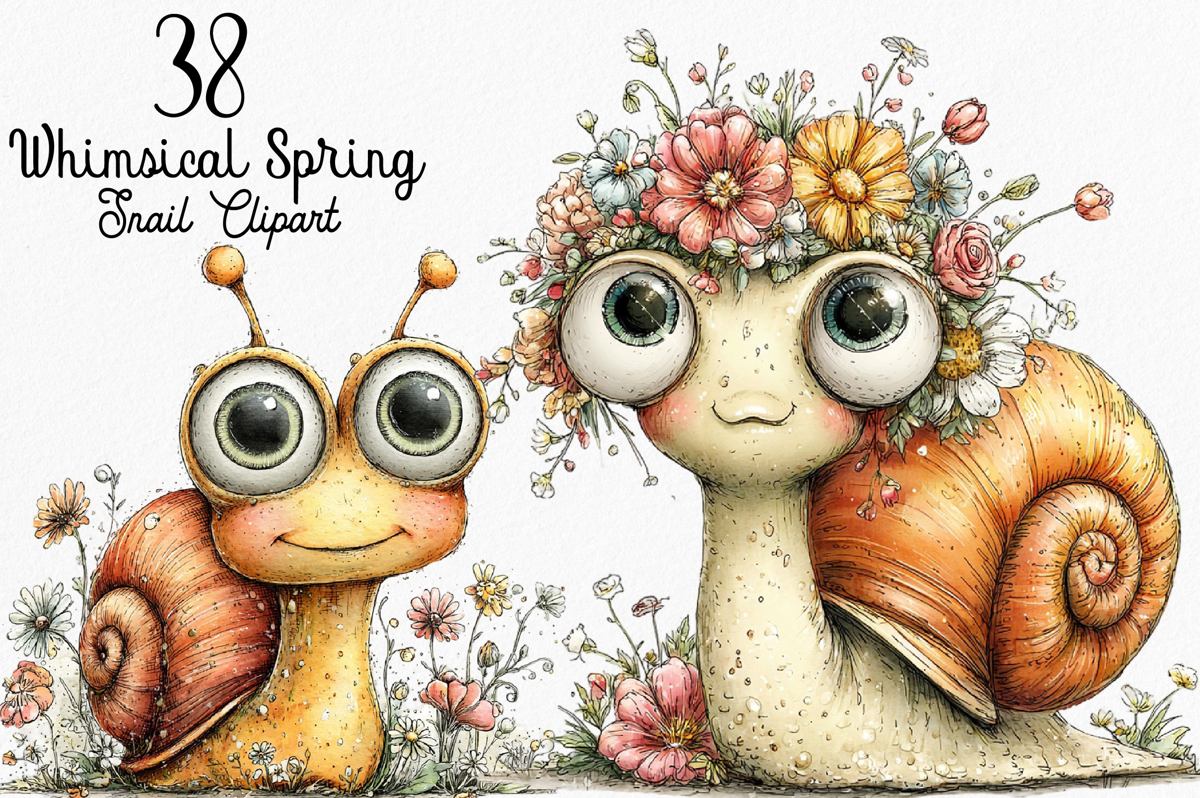Whimsical Spring Snail Clipart PNG, a Seasonal Illustration by Canvas Craft