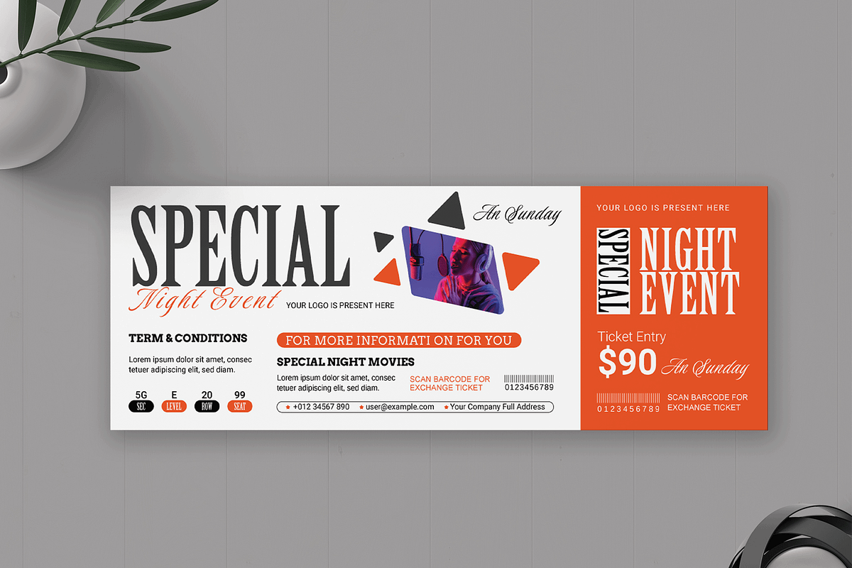 Special Night Event Ticket, a Stationery Template by MightyDesign (Photo 1 of 6)