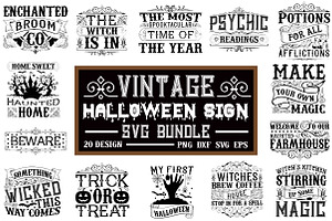 Vintage Halloween Sign SVG Bundle