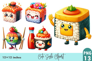 Cute Sushi Clipart, Japanese Food., a Graphic by CitraGraphics