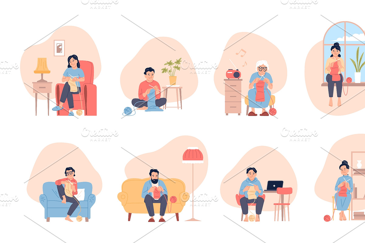 People knitting. Handmade hobby, a Sport Illustration by LadadikArt (Photo 3 of 3)