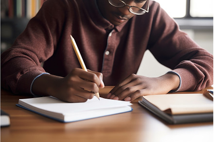 cropped shot of a young man working, a School & Education Photo by Sergey Kotenev