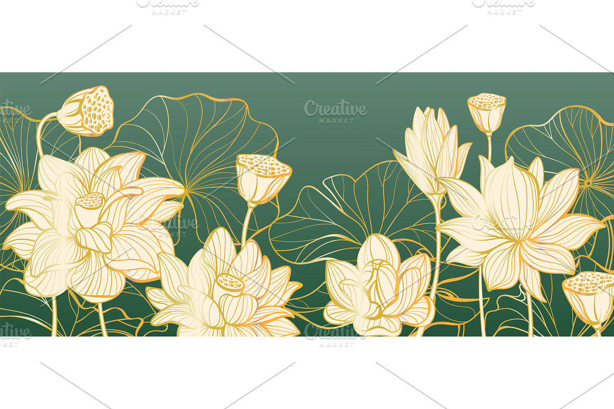 Hand drawn lotus background. Luxury, an Object Illustration by YummyBuum