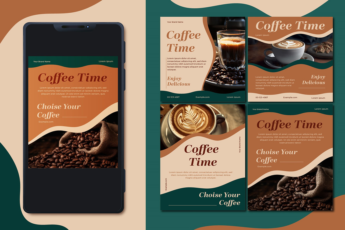 Coffee Shop Social Media Set, a Templates & Theme by studiogstock (Photo 1 of 3)
