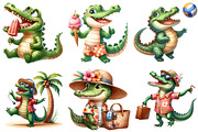 Summer Crocodile Character Clipart, an Illustration by Pixels.Craft (Thumbnail 6 of 9)