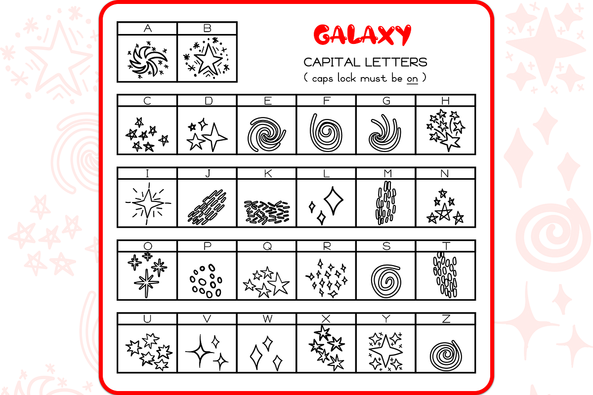 Galaxy Doodles - Dingbats Font, a Symbol Font by WADLEN (Photo 2 of 7)