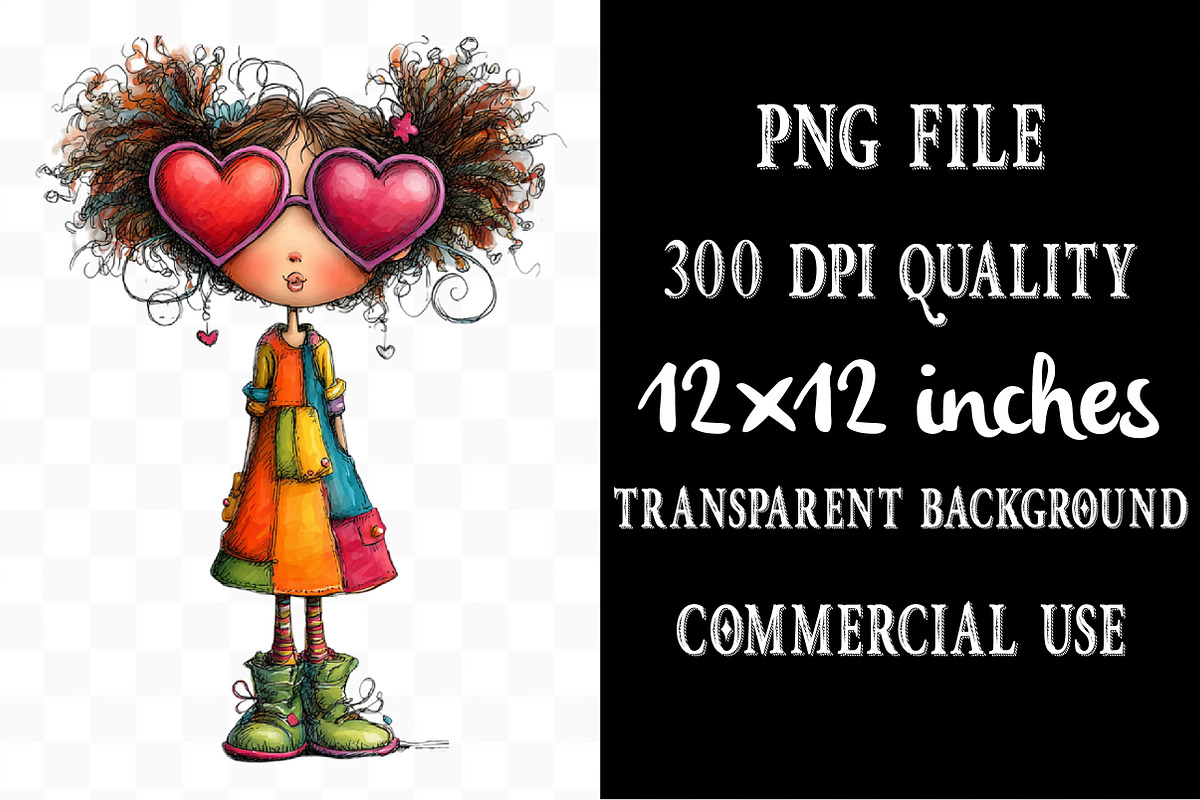 Valentine Cute Quirky Girl Clipart, an Illustration by Designking (Photo 4 of 5)