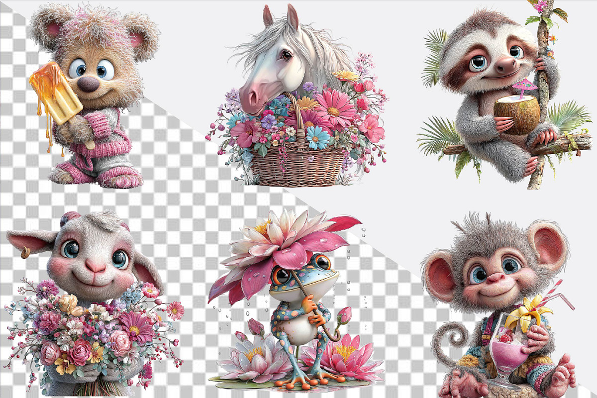 Watercolor Animal Mother's Day Clipa, an Illustration by SVGArt (Photo 4 of 9)