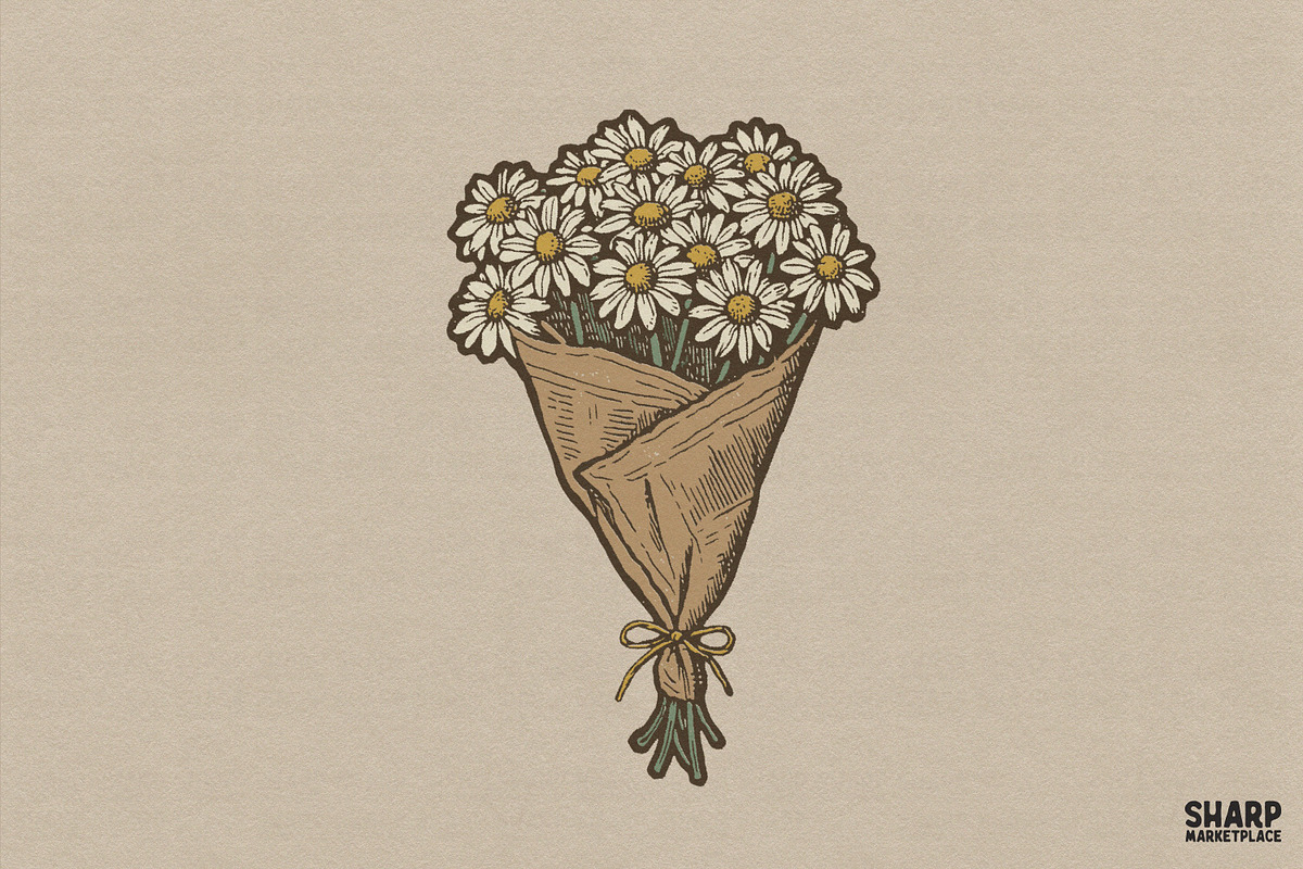 Vintage Daisy Bouquet Wrapped In, an Object Graphic by SharpMarketplace (Photo 1 of 5)