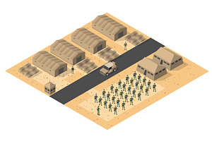 Military base in desert with, an Object Illustration by AlexZeL