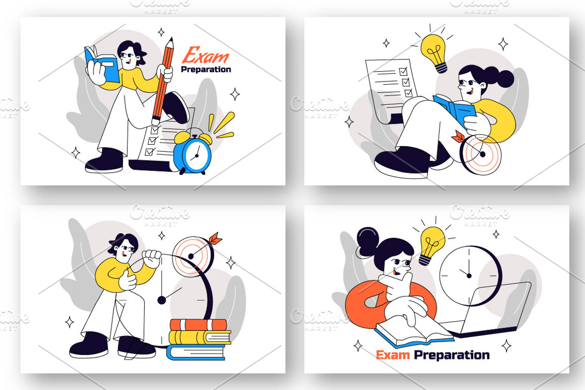 6 Exam Preparation Illustration, an Education Illustration by denayunebgt (Photo 2 of 3)
