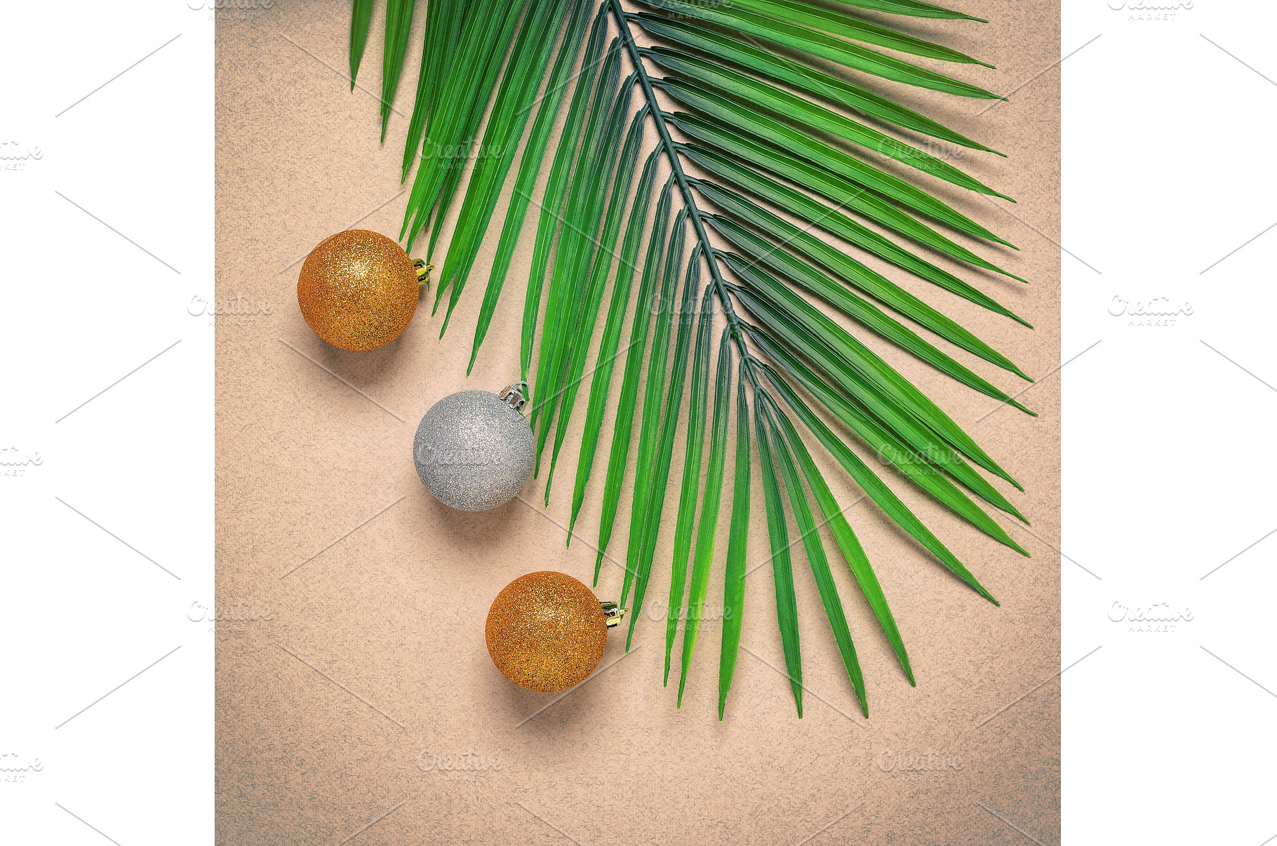 Artificial palm leaves and Christmas, a Holiday Photo by Yulia71