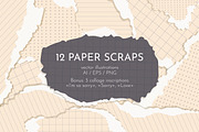 Torn paper scraps + Bonus, a Decorative Illustration by EeKayStore (Thumbnail 1 of 5)