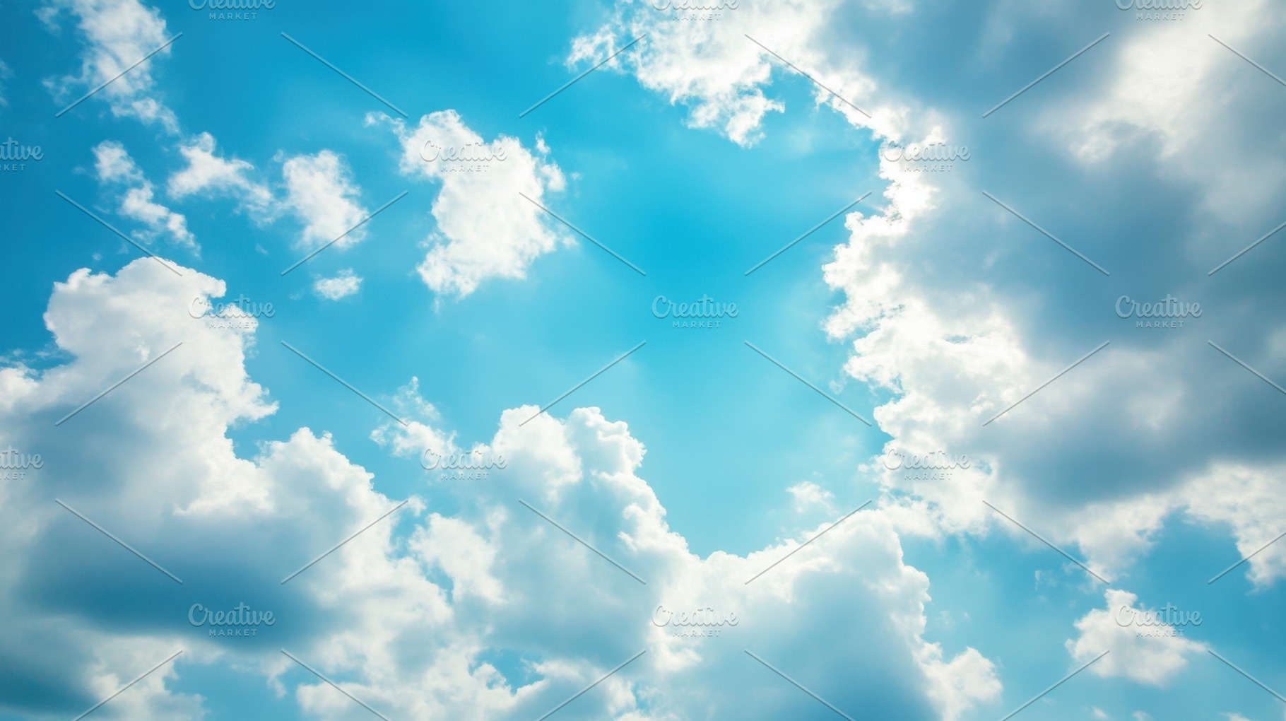 Beautiful clouds in a clear blue sky, a Photo by Beautiful things