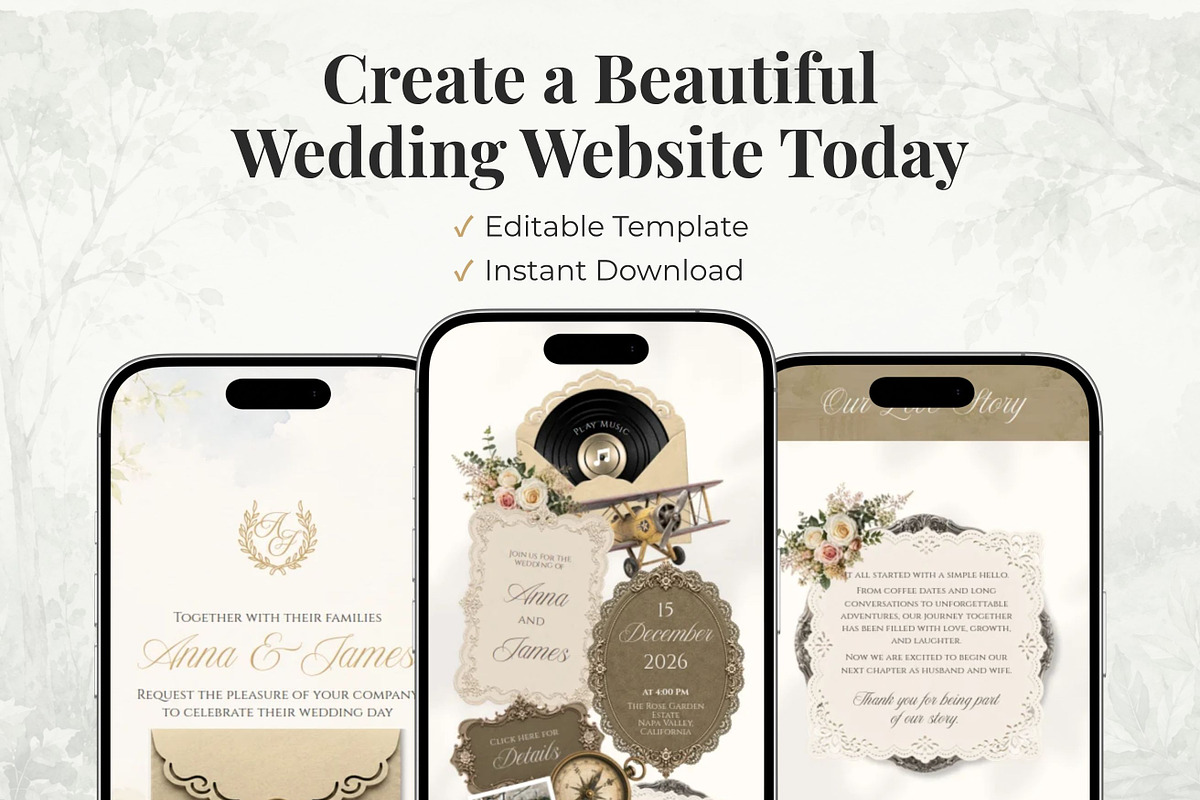 Romantic Beige Wedding Website, a Landing Page Template by Everyday Perfection (Photo 12 of 12)