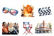 Watercolor Movie, Theatre, Popcorn, a Decorative Illustration by BrushstrokeArtGB (Thumbnail 5 of 9)