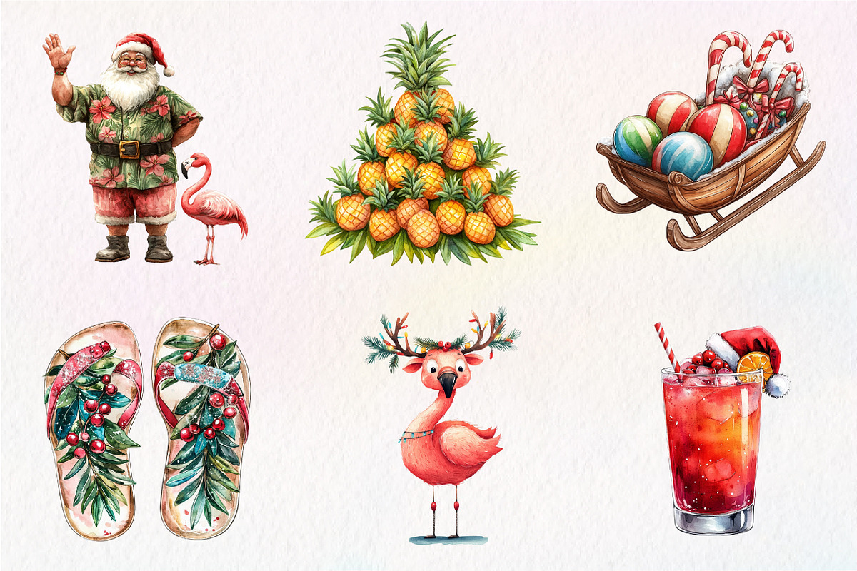 Watercolor Christmas in July Clipart, an Illustration by CreationArt (Photo 3 of 9)