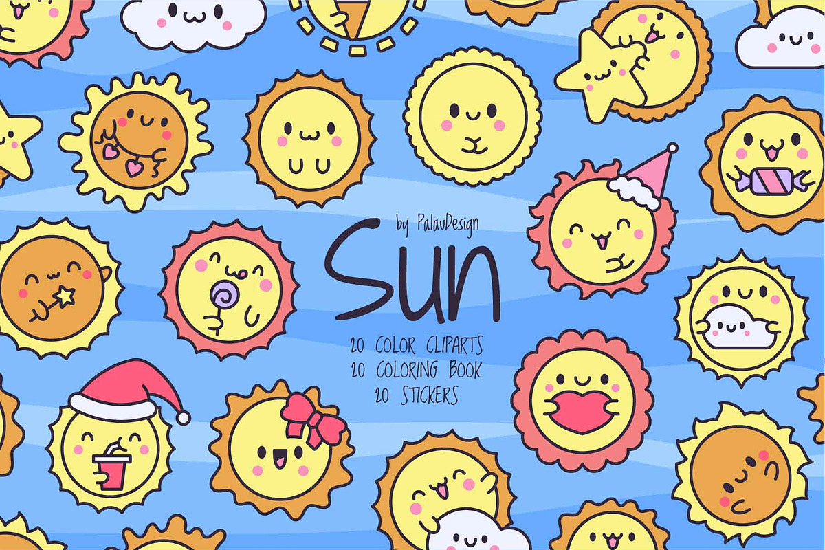 Cute kawaii sun, a Decorative Illustration by Palau (Photo 1 of 12)