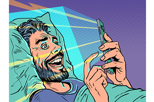 Pop Art Retro A man in bed staring