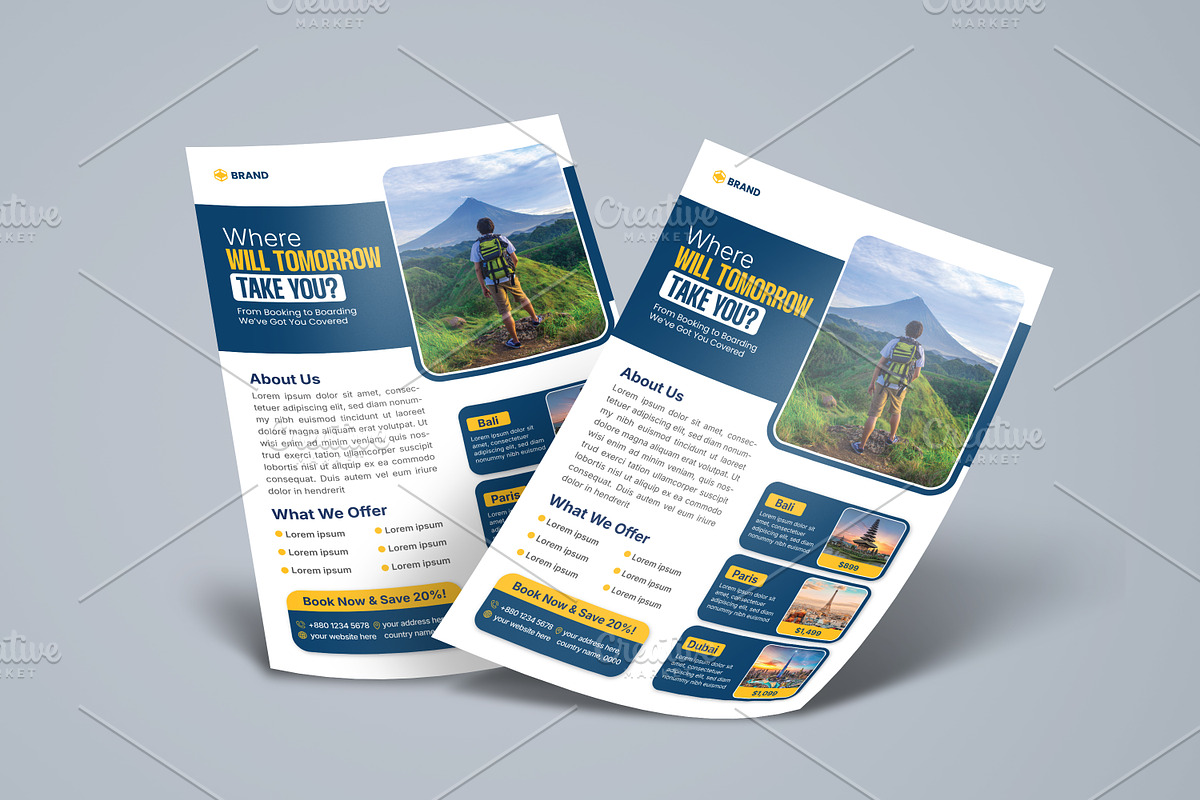 Modern Travel Agency Flyer Template, a Flyer Template by vectorlnk (Photo 1 of 4)