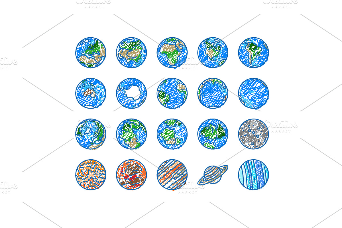 earth world planet globe map icons, an Object Illustration by pikepicture