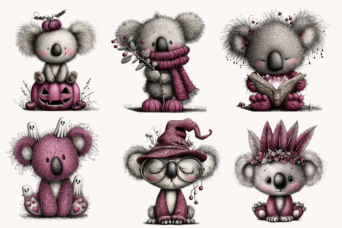 Whimsical Halloween Koala Clipart, a Seasonal Illustration by Designworld (Photo 3 of 8)