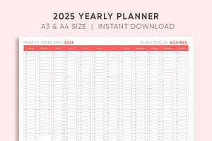2025 Calendar Planner A4 A3 Formats, a Stationery Template by Takoyaki Shop