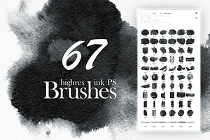 67 Highres Watercolor Ink Brushes