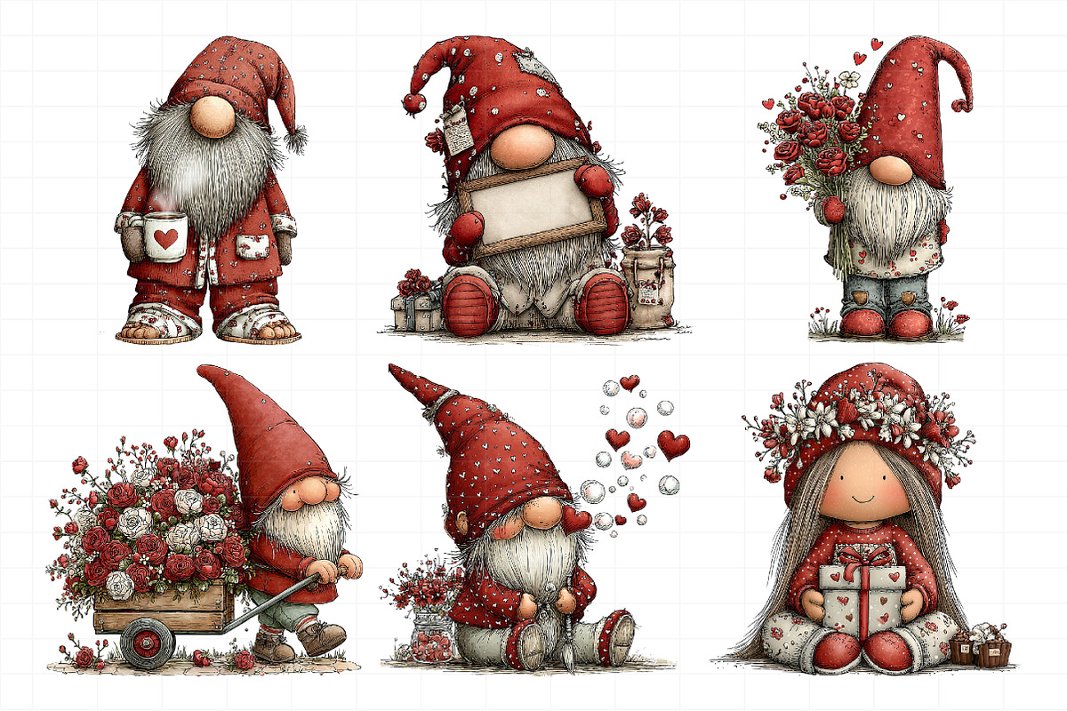 Valentine Gnome Clipart, an Illustration by Daily.Designs (Photo 6 of 6)