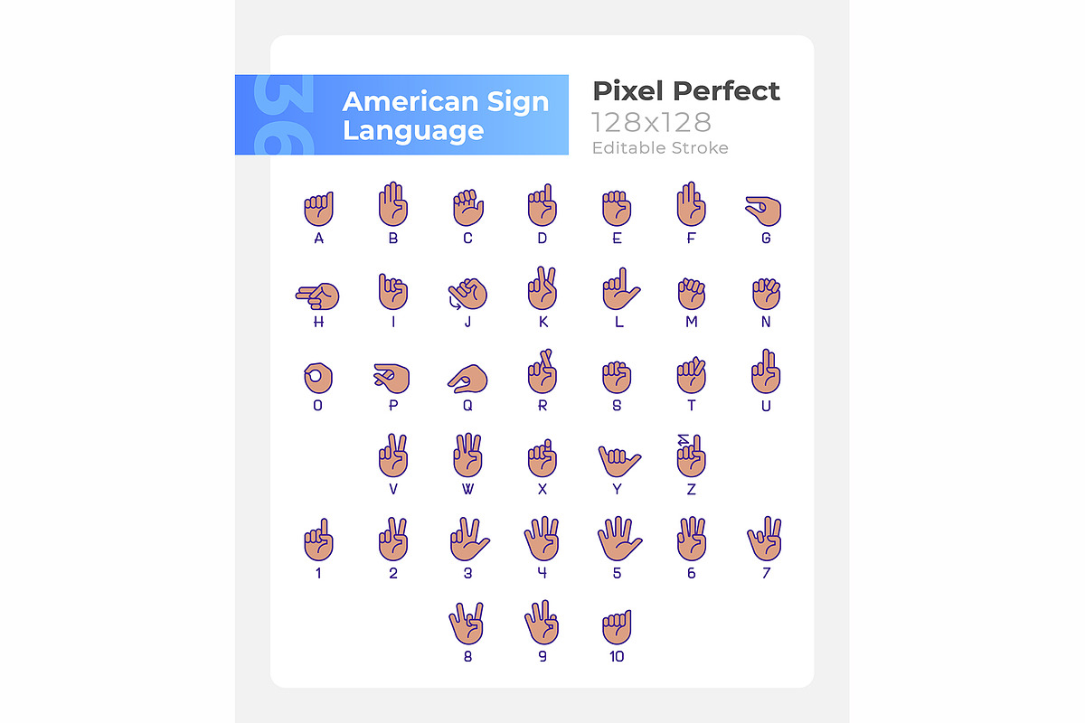 American sign language pixel perfect, an Outline Icon by IMG Visuals