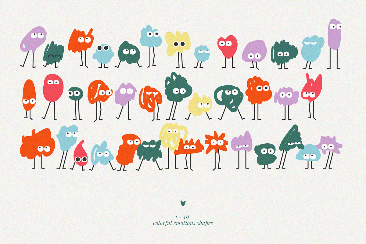 Shape Set - Cute Emotion 80 pieces, an Object Graphic by line & plane (Photo 3 of 6)