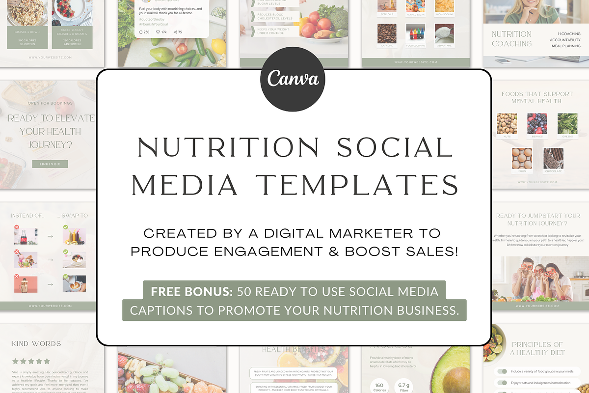 Nutrition Social Media Templates, a Social Media Template by Gebers Marketing & Design (Photo 1 of 10)