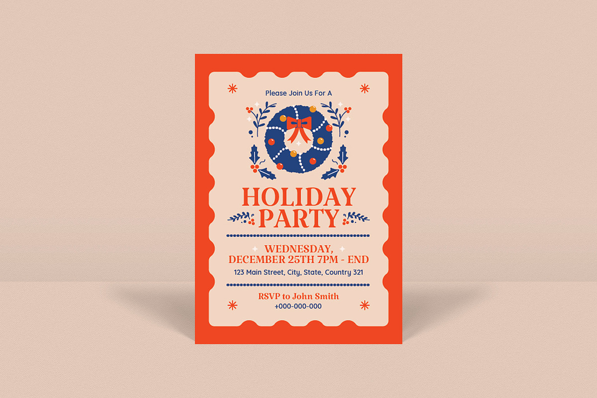 Holiday Party Invitation, an Invitation Template by VectorVactory (Photo 1 of 3)