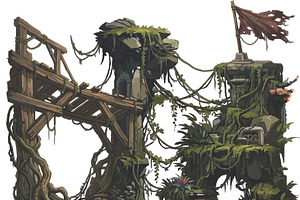 Fantasy Lost Civilization Stone 2d, a Decorative Illustration by 3D assets for your awesom