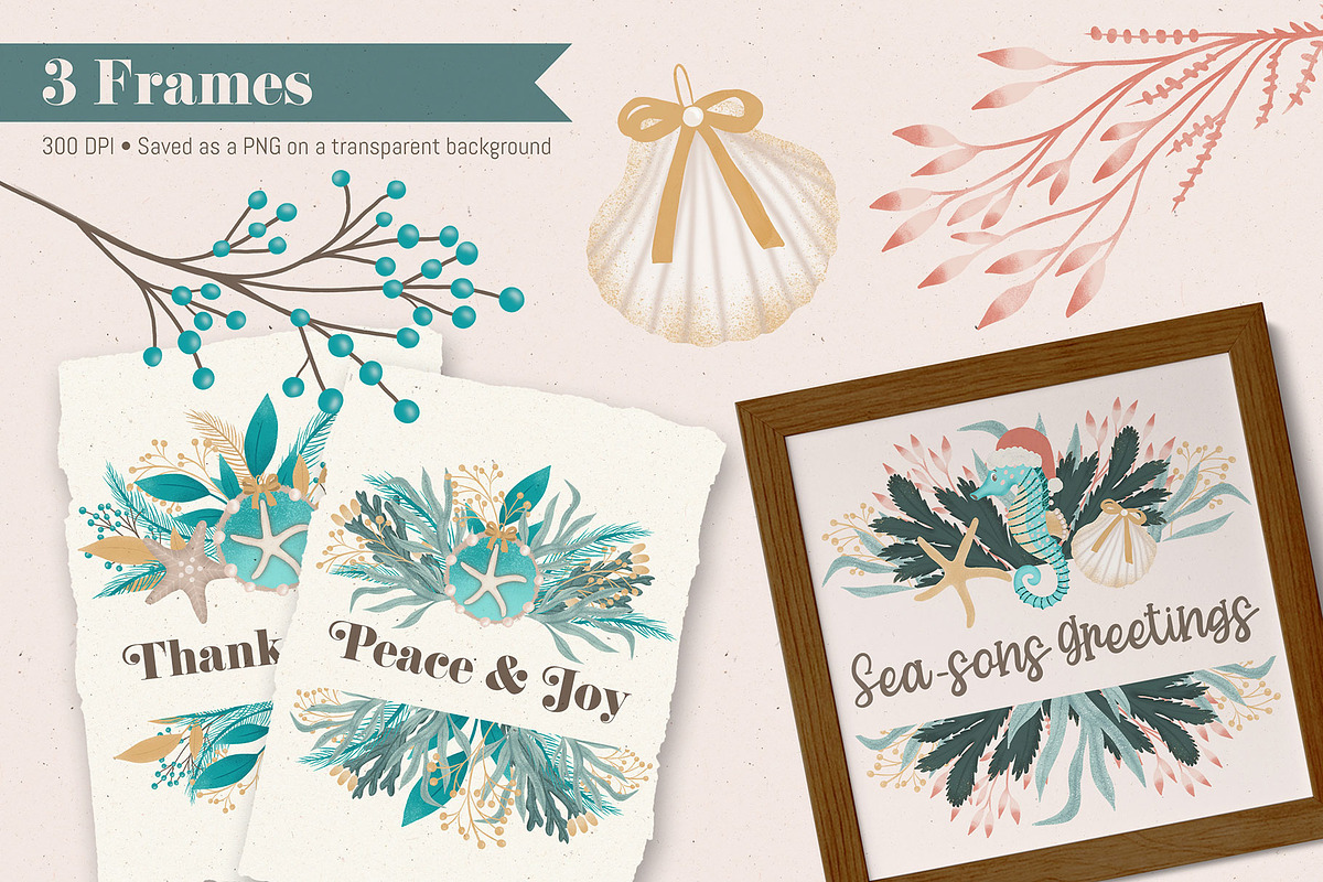 Coastal Christmas Beach Clipart, an Illustration by The Audacious Brush (Photo 5 of 13)