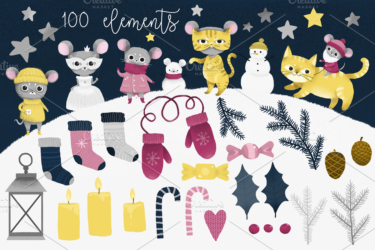 Winter is fun. Illustration set, an Illustration by Noli Molly Store (Photo 2 of 8)