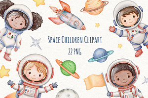 Astronaut Space Watercolor Clipart